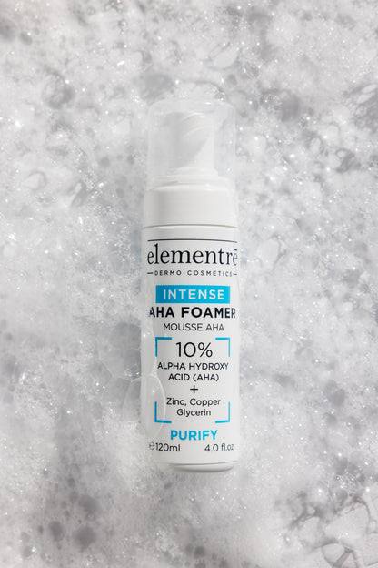 elementrē 10% AHA Foamer Intense Cleanser in foam texture