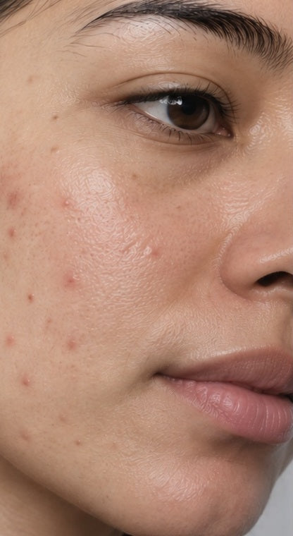 Close-up illustrating congested and blemish-prone skin