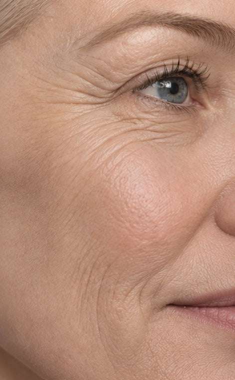 Close-up illustrating visible signs of skin ageing