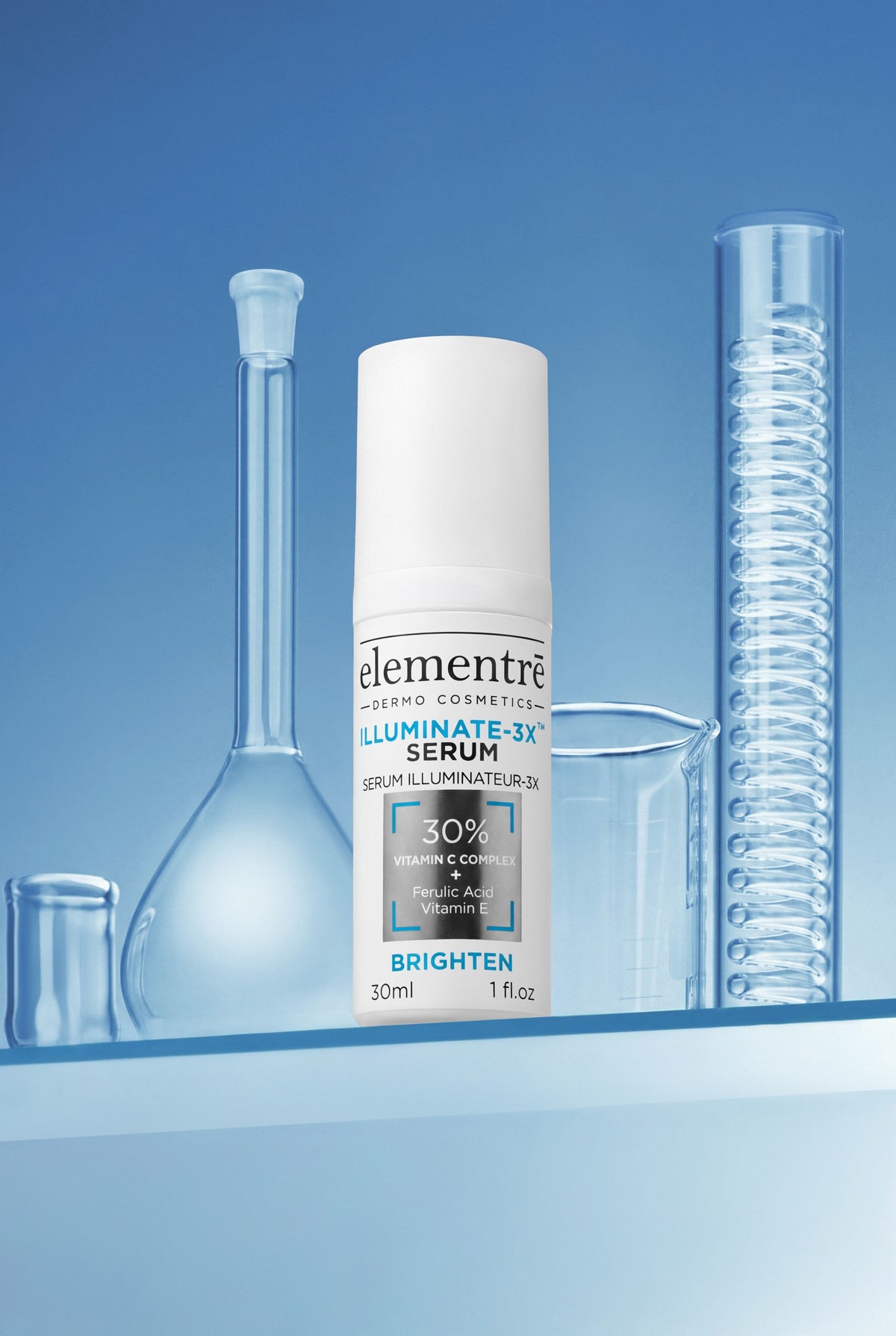 elementrē Illuminate-3X 30% Vitamin C Serum in laboratory setting
