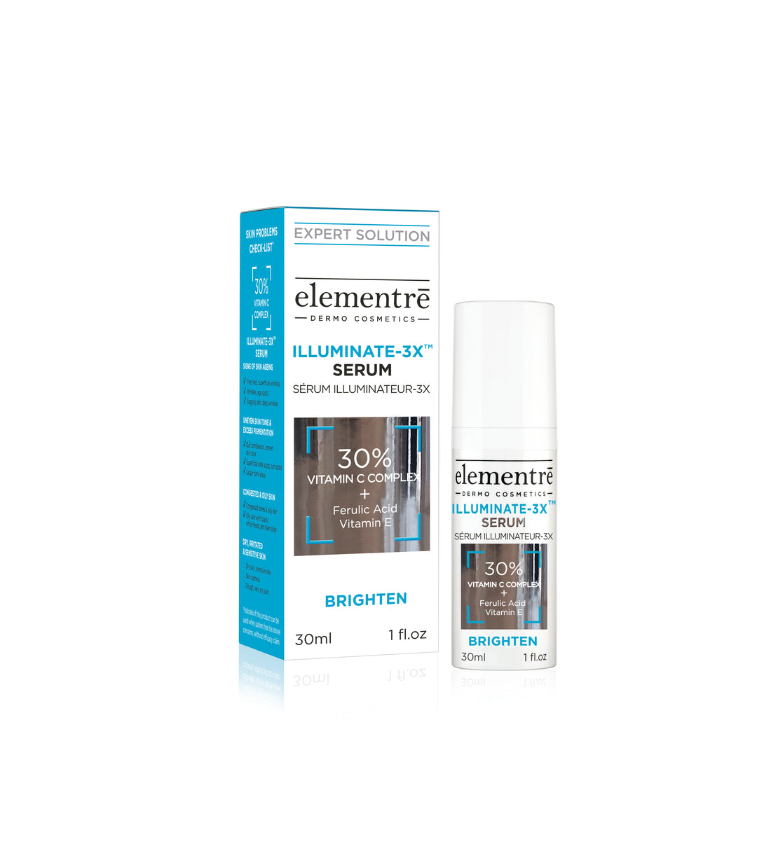elementrē Illuminate-3X Serum — 30% Vitamin C Complex — 30 ml pack shot